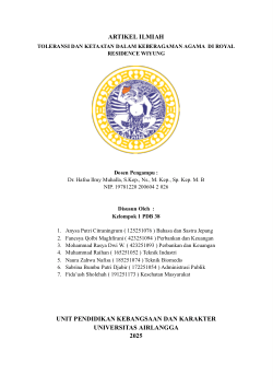 TOLERANSI DAN KETAATAN DALAM KEBERAGAMAN AGAMA DI ROYAL RESIDENCE WIYUNG