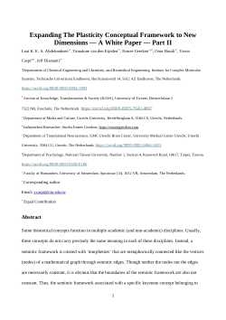 <b>Expanding The </b><b>Plasticity Conceptual Framework to New Dimensions — A White Paper — Part II</b>