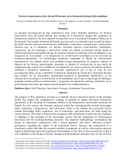 <b>Factores innovadores clave del perfil docente en la formación integral del estudiante</b>