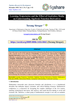 <b><i>Learning Trajectories and the Effect of GeoGebra Media on Understanding Algebraic Function Derivatives</i></b>