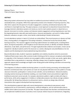 Enhancing K-12 Student Achievement Measurement through Biometric Attendance and Behavior Analytics