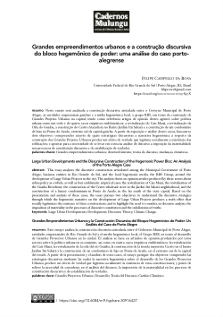 <b>Grandes empreendimentos urbanos e a construção discursiva do bloco hegemônico de poder: uma análise do caso porto-alegrense</b>
