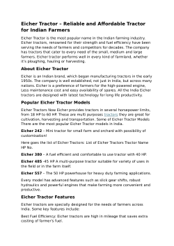 Eicher Tractor: Trusted Performance with Affordable Pricing