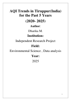 <b>AQI TRENDS OF TIRUPPUR FOR PAST 5 YEARS (2020-2025) </b>