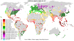 <b>The World's Cities by Köppen Climate Zones</b>