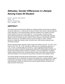 Different Choices, Different Voices: Gender Differences in Adolescent Lifestyle Attitudes