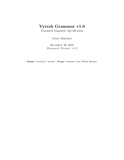 Vyresh Grammar v1.0 Canonical Specification