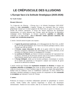 <b>Le Crépuscule des Illusions : L'Europe face à la Solitude Stratégique (2025-2026)</b>