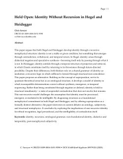 Held Open: Identity Without Recursion in Hegel and Heidegger