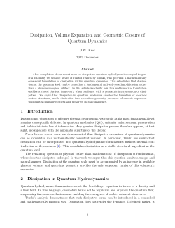 Dissipation, Volume Expansion, and Geometric Closure of Quantum Dynamicsed Item