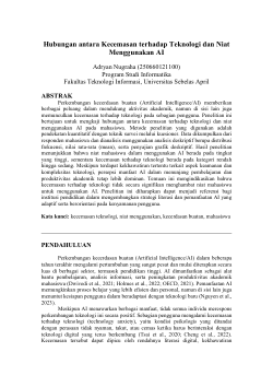 Draft Paper Analisis tentang Hubungan antara Kecemasan terhadap Teknologi dan Niat Menggunakan AI