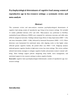 <b>Psychophysiological determinants of cognitive load among women of reproductive age in low-resource settings: a systematic review and meta-analysis</b>