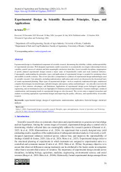 Experimental design in scientific research: Principles, types, and applications