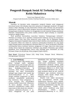 Pengararuh Dampak Sosial AI Terhadap Sikap Kritis Mahasiswa