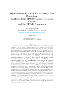 Regime-Dependent Validity in Energy-Flow Cosmology: Evidence from SPARC Galaxy Rotation Curves and the EFC-R Framework