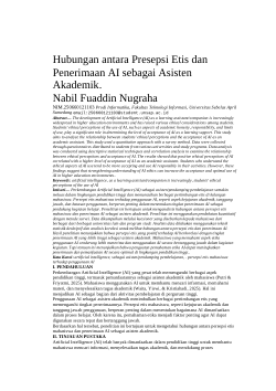 Hubungan antara Presepsi Etis dan Penerimaan AI sebagai Asisten Akademik.