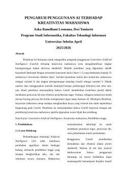 PENGARUH PENGGUNAAN AI TERHADAP KREATIVITAS MAHASISWA