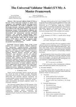 The Universal Validator Model (UVM): A Master Framework