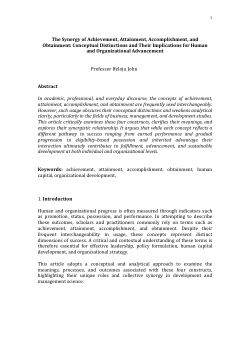 The Synergy of Achievement, Attainment, Accomplishment, and Obtainment: Conceptual Distinctions and Their Implications for Human and Organizational Advancement