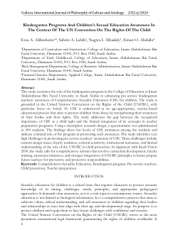 Kindergarten Programs and Children’s Sexual Education Awareness in the Context of the UN Convention on the Rights of the Child