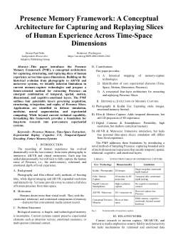 Presence Memory Framework: A Conceptual Architecture for Capturing and Replaying Slices of Human Experience Across Time-Space Dimensions