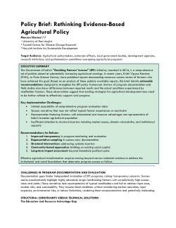 Rethinking Evidence-Based Agricultural Policy