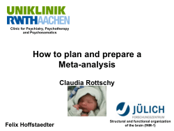 How to plan and prepare a Meta-analysis