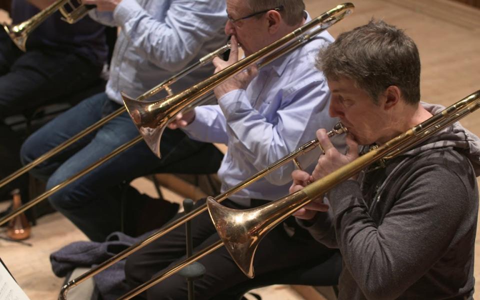 Philharmonia trombones rehearsing Philharmonia trombones rehearsing
