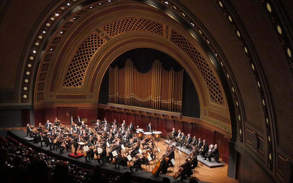 Philharmonia, Ann Arbour, 2019, credit Peter Smith Philharmonia on stage in Ann Arbour, Michigan