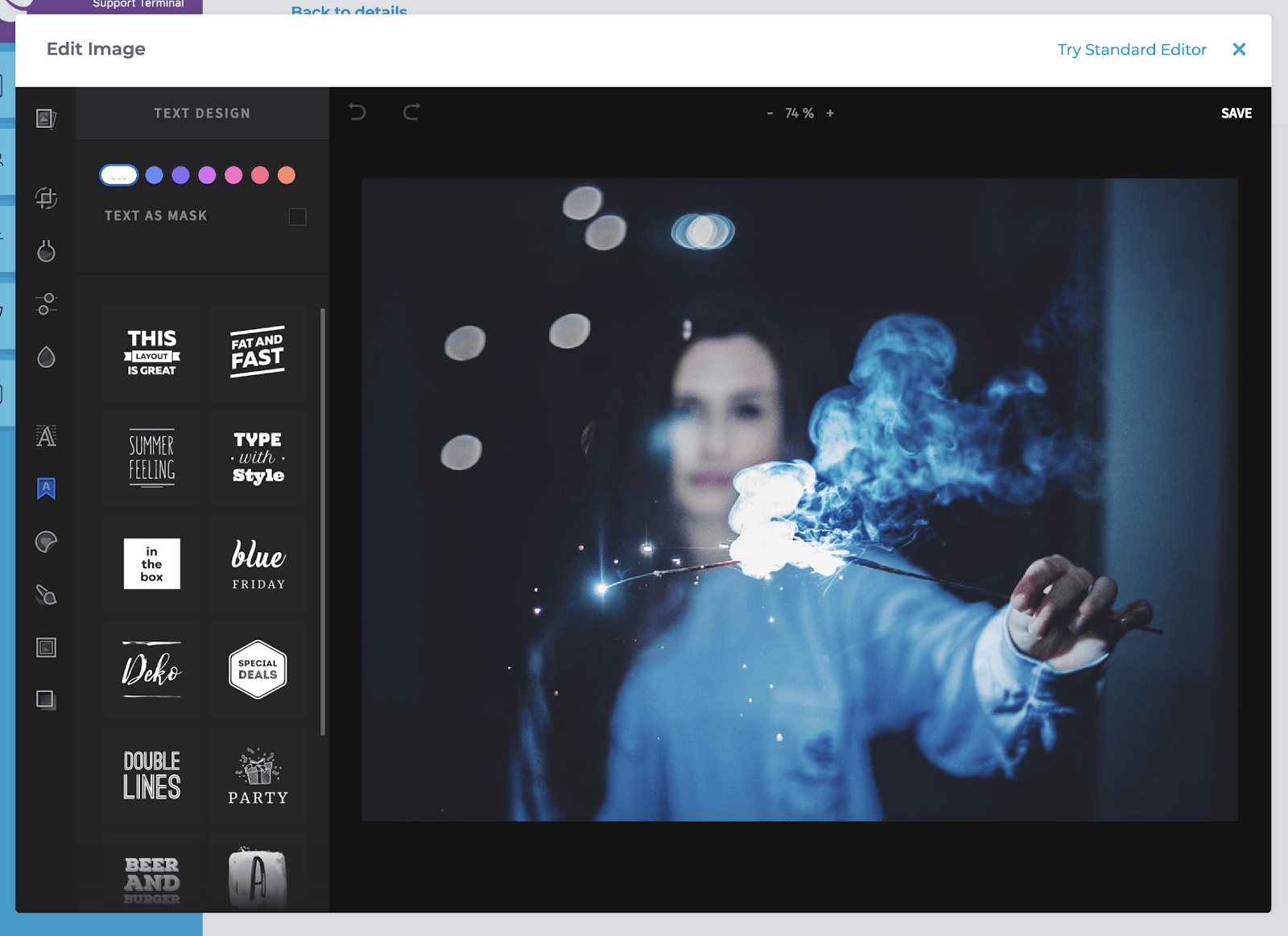 stock images and image editor