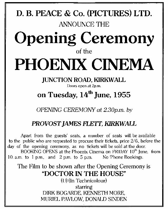 Opening film at the Phoenix Cinema