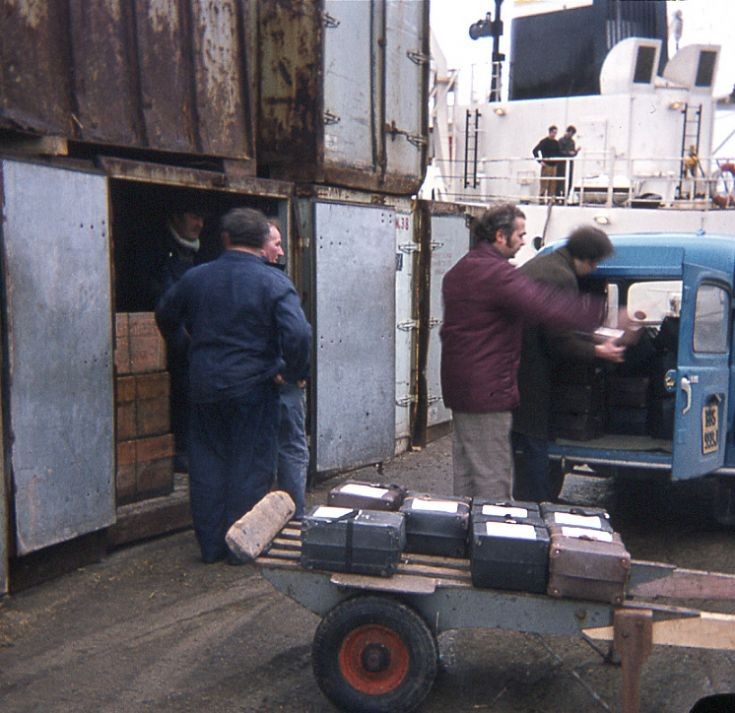 Library books being transported to the isles.