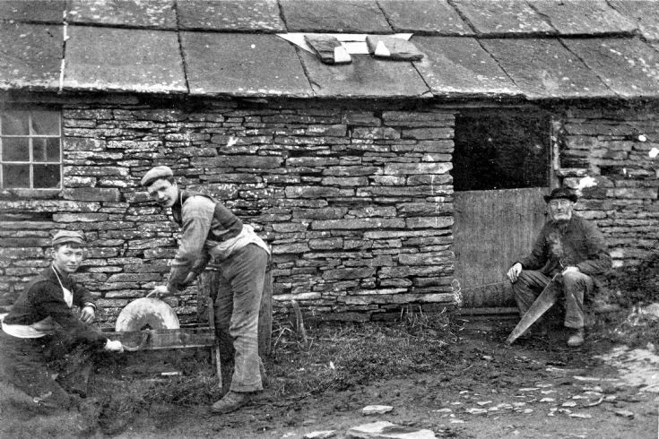 Outside the old joiner's shop at Brigend in Evie