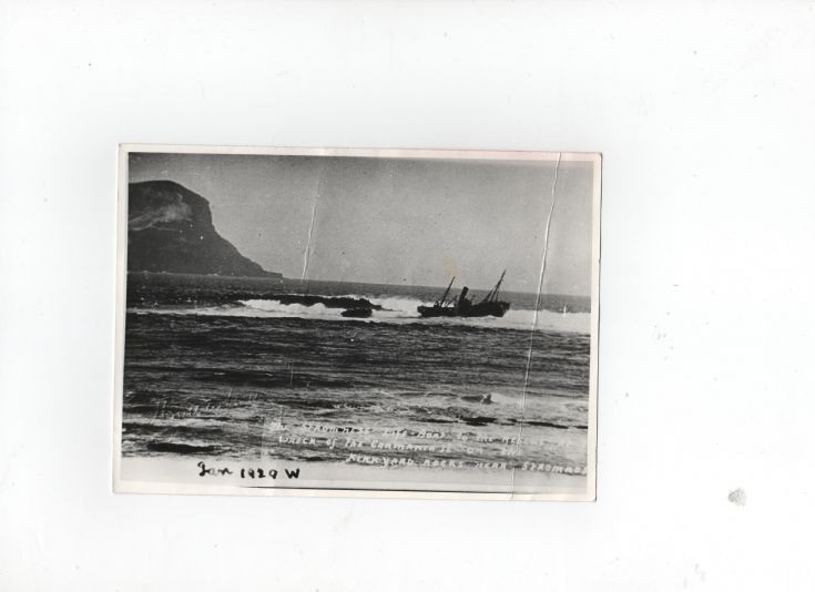 Carmania ashore on the Kirk Rocks