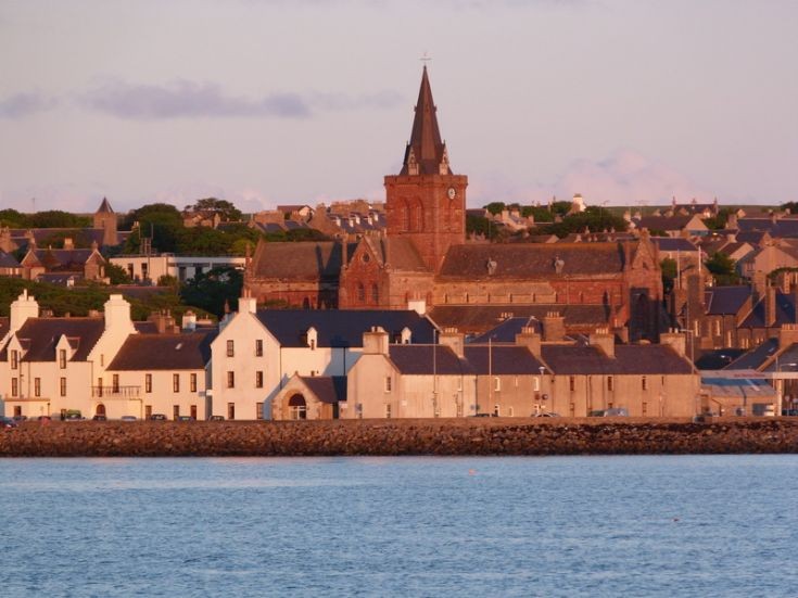 Kirkwall sunset light from Hatston slip