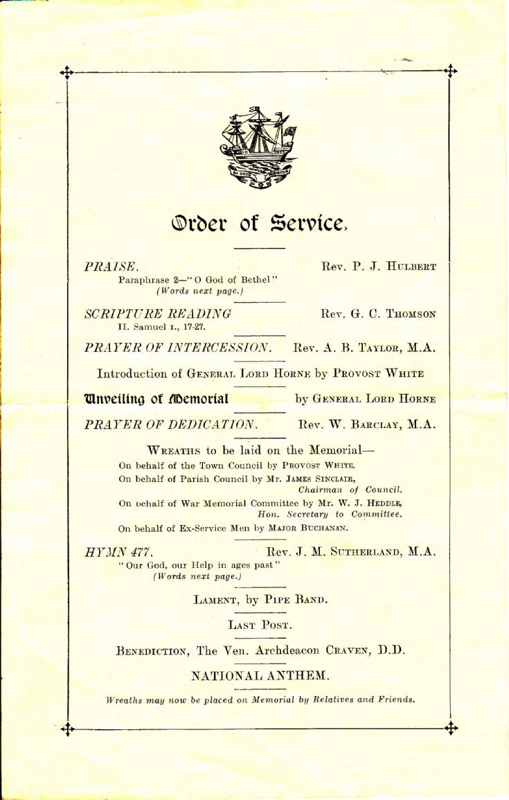 Kirkwall War Memorial unveiling page 2
