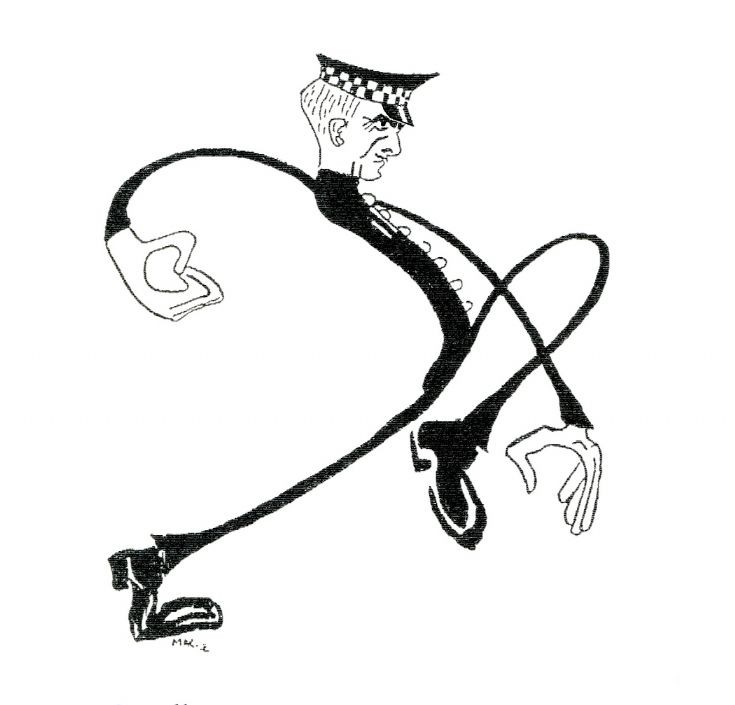 Ian MacInnes's caricature of 'Long Tom'