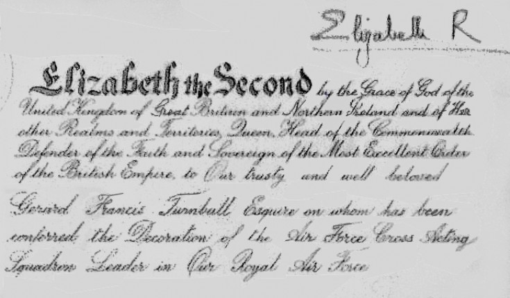 Sqn Ldr Turnbull's AFC citation
