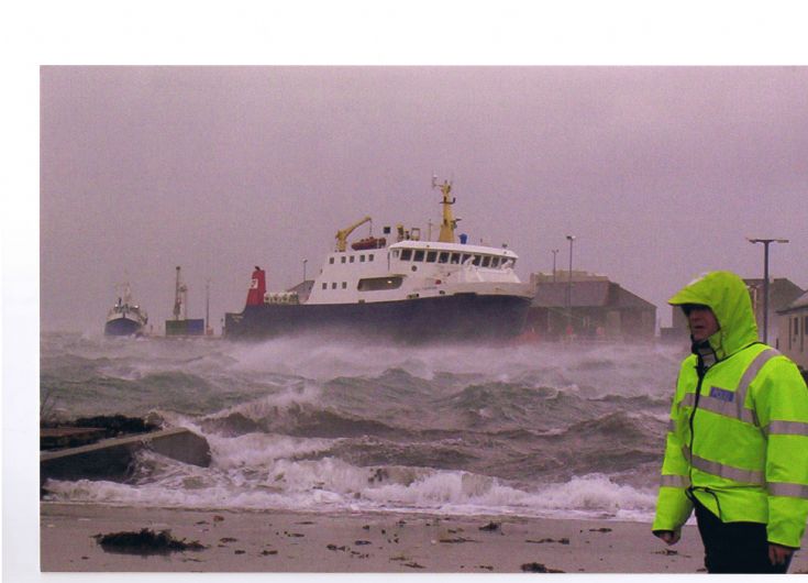Stormy kirkwall pier