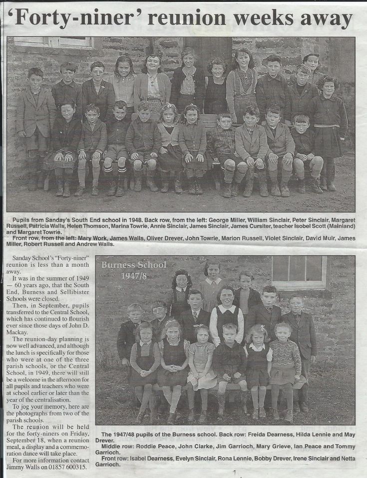 South End and Burness Schools, Sanday