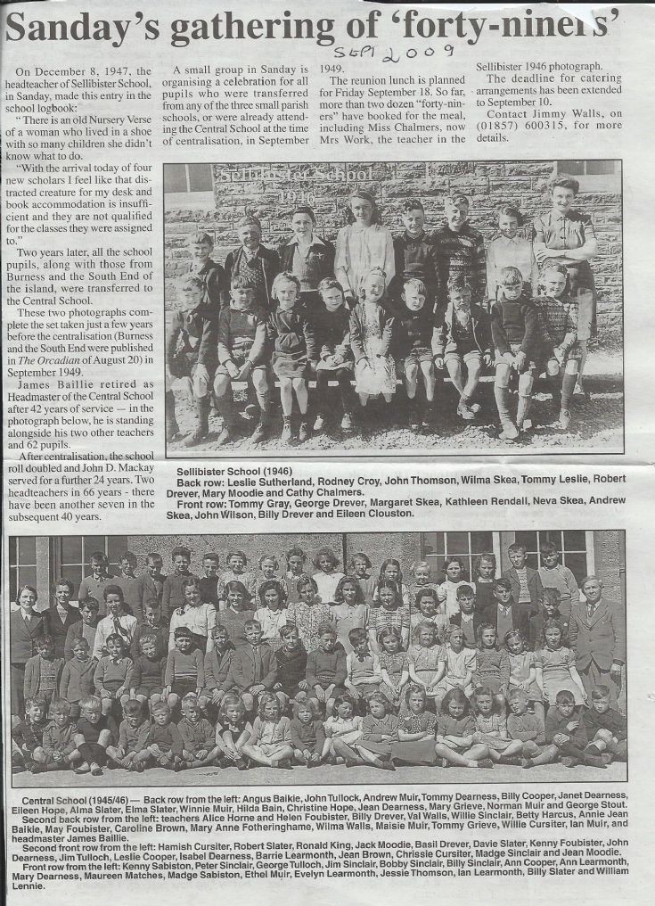 Sellibister and Sanday Central School 1946