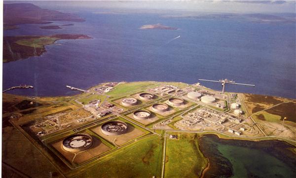 Aerial View of the Flotta Oil Teminal
