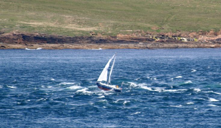 Rough sailing in Eynhallow Sound