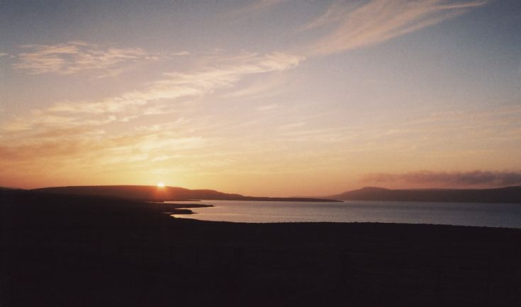Sunset at Orquil Studio, Rendall, June 2005.