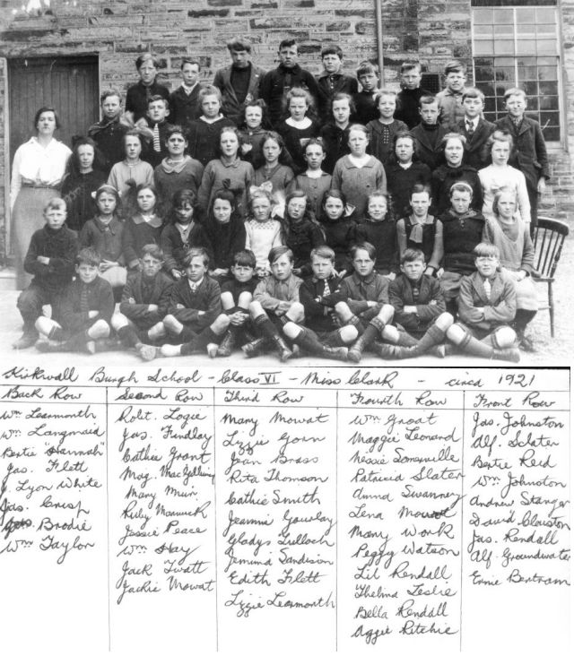Kirkwall Burgh School, Class VI, 1921