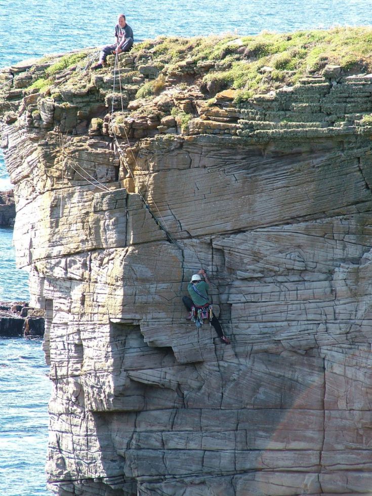 Climbers at Yesnaby