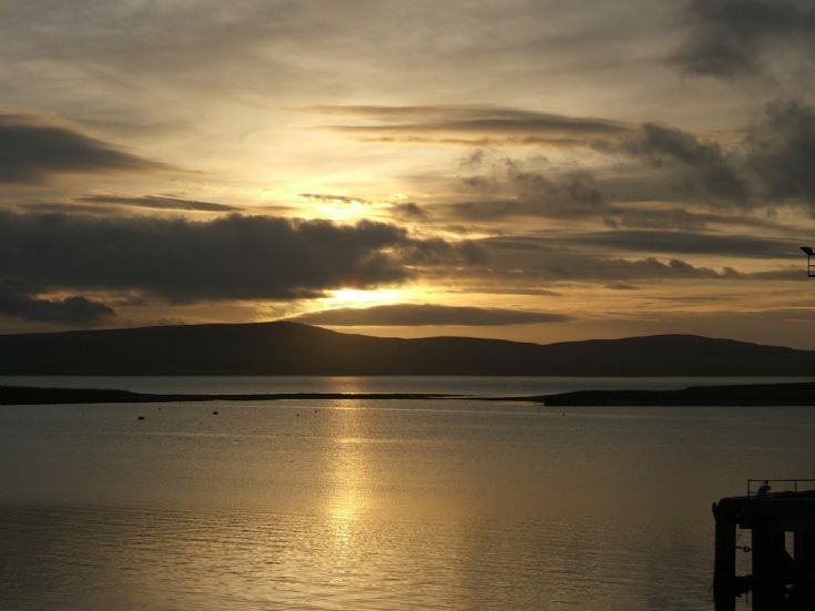 Winter sunrise over Orphir hills