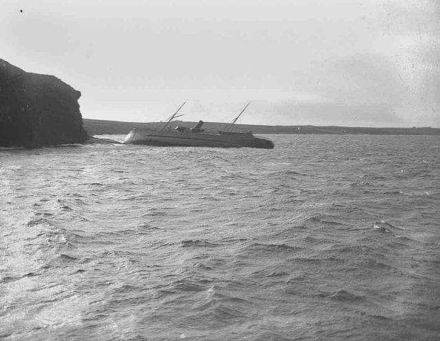 St Rognvald aground at Burgh Head Stronsay 24-4-00