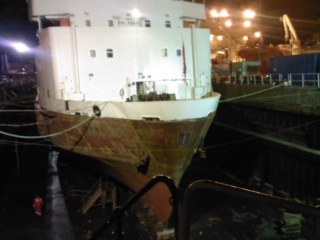 MV Claymore half way through paint job