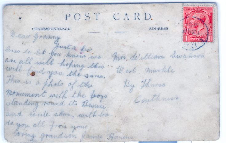 Back of postcard